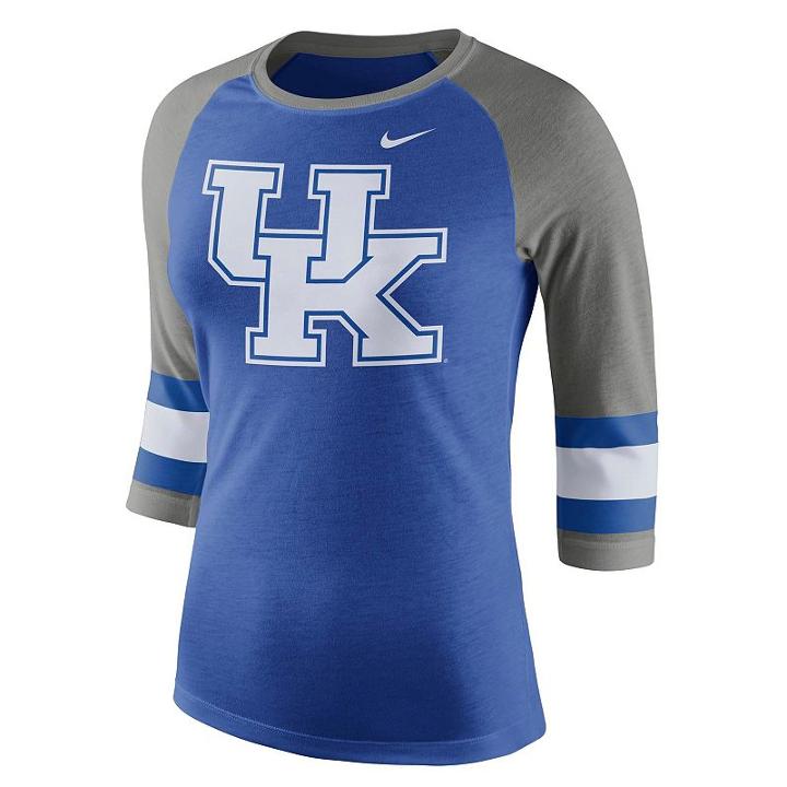 Women's Nike Kentucky Wildcats Striped Sleeve Tee, Size: Medium, Blue