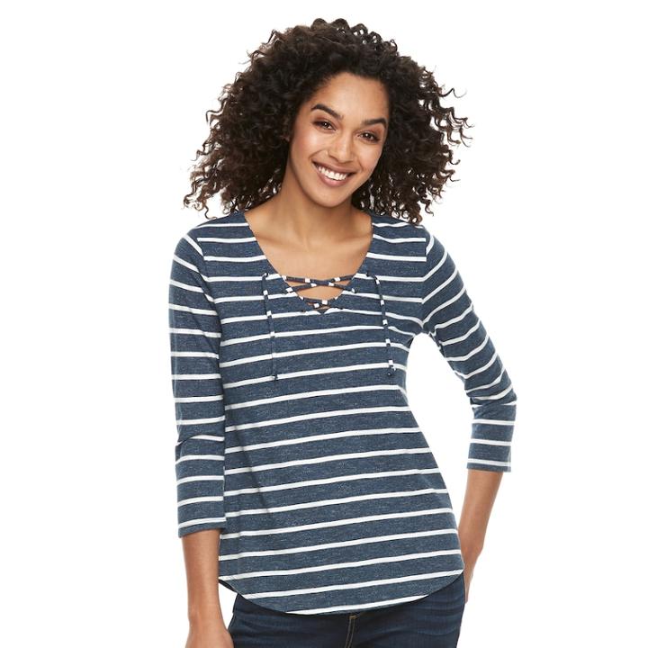Petite Sonoma Goods For Life&trade; Lace-up Tee, Women's, Size: M Petite, White
