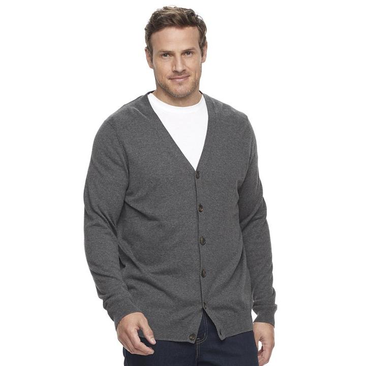 Big & Tall Croft & Barrow&reg; True Comfort Classic-fit Easy-care Cardigan Sweater, Men's, Size: 4xb, Dark Grey