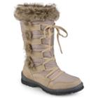 Journee Collection Pelt Women's Water-resistant Winter Boots, Girl's, Size: 7.5, Beig/green (beig/khaki)