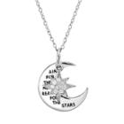 Charmed By Diamonds 1/10 Carat T.w. Diamond Sterling Silver Inspirational Moon Pendant Necklace, Women's, Size: 18, White