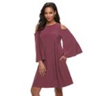Women's Nina Leonard Oversized Sleeve Cold-shoulder Dress, Size: Xl, Purple