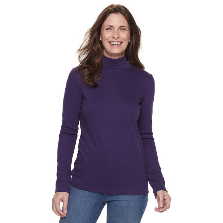Women's Croft & Barrow&reg; Essential Mockneck Top, Size: Xxl, Drk Purple