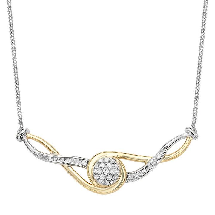 Two Tone Sterling Silver 1/4 Carat T.w. Diamond Necklace, Women's, Size: 18, White