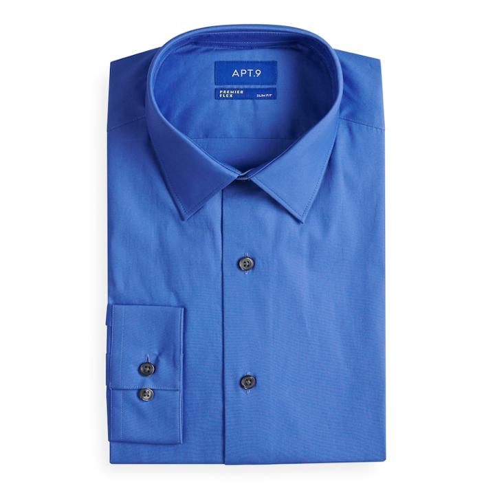 Men's Apt. 9&reg; Slim-fit Flex Collar Dress Shirt, Size: 15-34/35, Blue (navy)