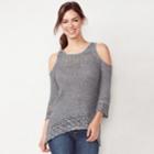 Women's Lc Lauren Conrad Pointelle Cold-shoulder Sweater, Size: Small, Med Grey