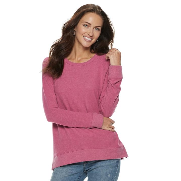 Women's Sonoma Goods For Life&trade; Supersoft Vented Crewneck Sweatshirt, Size: Medium, Pink