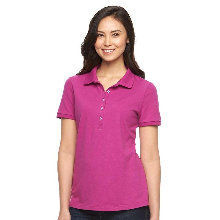 Women's Croft & Barrow&reg; Classic Solid Polo, Size: Xxl, Dark Pink