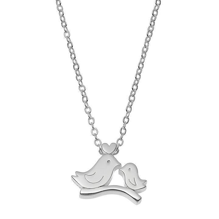 Love This Life Love Birds Pendant Necklace, Women's, Grey