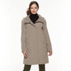 Women's Gallery Stowaway Hooded Rain Jacket, Size: Small, Beig/green (beig/khaki)