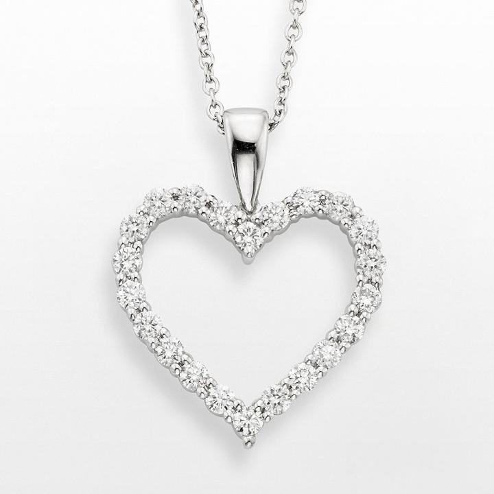18k White Gold 1/2-ct. T.w. Igl Certified Colorless Diamond Heart Pendant, Women's, Size: 18