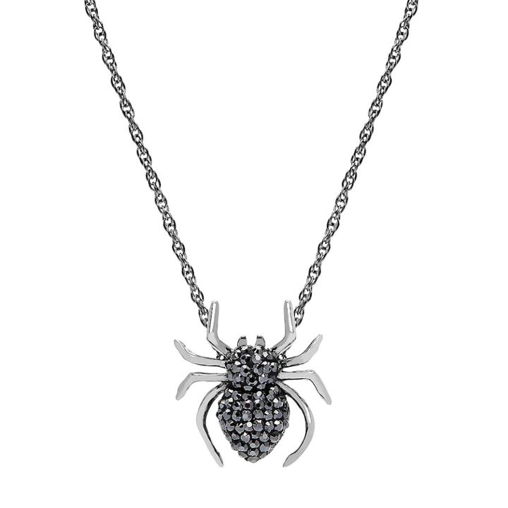 Artistique Sterling Silver Crystal Spider Necklace, Women's, Size: 18, Black