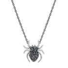 Artistique Sterling Silver Crystal Spider Necklace, Women's, Size: 18, Black