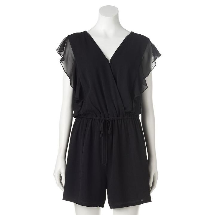 Women's Apt. 9&reg; Ruffle Romper, Size: Xs, Black