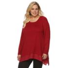 Plus Size Apt. 9&reg; Sharkbite Shirt Tail Pullover Sweater, Women's, Size: 1xl, Red