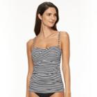 Women's Apt. 9&reg; Striped Ruched Bandeaukini Top, Size: Large, Oxford