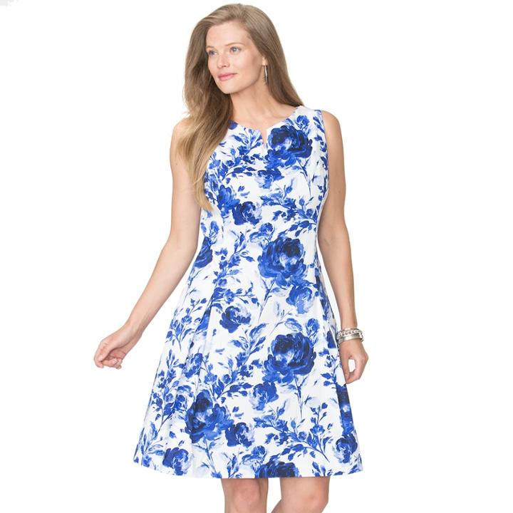 Plus Size Chaps Floral Fit & Flare Dress, Women's, Size: 18 W, White