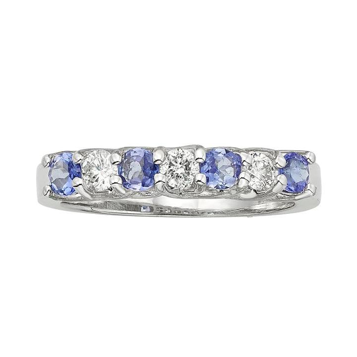 The Regal Collection Tanzanite And 1/3 Carat T.w. Igl Certified Diamond 14k White Gold Ring, Women's, Size: 6, Purple