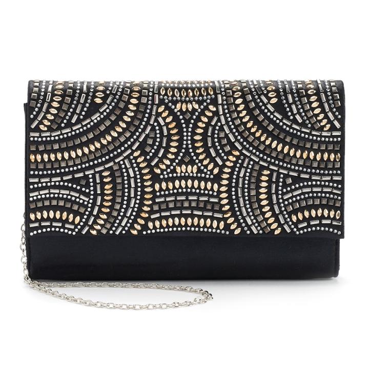 Gunne Sax By Jessica Mcclintock Nora Studded Satin Crossbody Clutch, Women's, Black