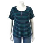 Plus Size Croft & Barrow&reg; Henley Tee, Women's, Size: 3xl, Dark Blue