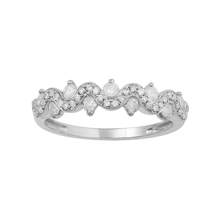 10k White Gold 1/2 Carat T.w. Diamond Twist Ring, Women's, Size: 8