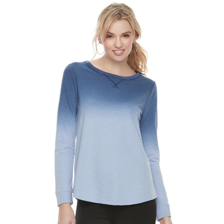 Women's Sonoma Goods For Life&trade; Ombre French Terry Crewneck Sweatshirt, Size: Xxl, Light Blue