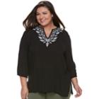 Plus Size Cathy Daniels Embroidered Top, Women's, Size: 2xl, Black