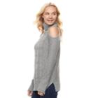 Juniors' Pink Republic Turtleneck Cold-shoulder Sweater, Teens, Size: Medium, Grey Other