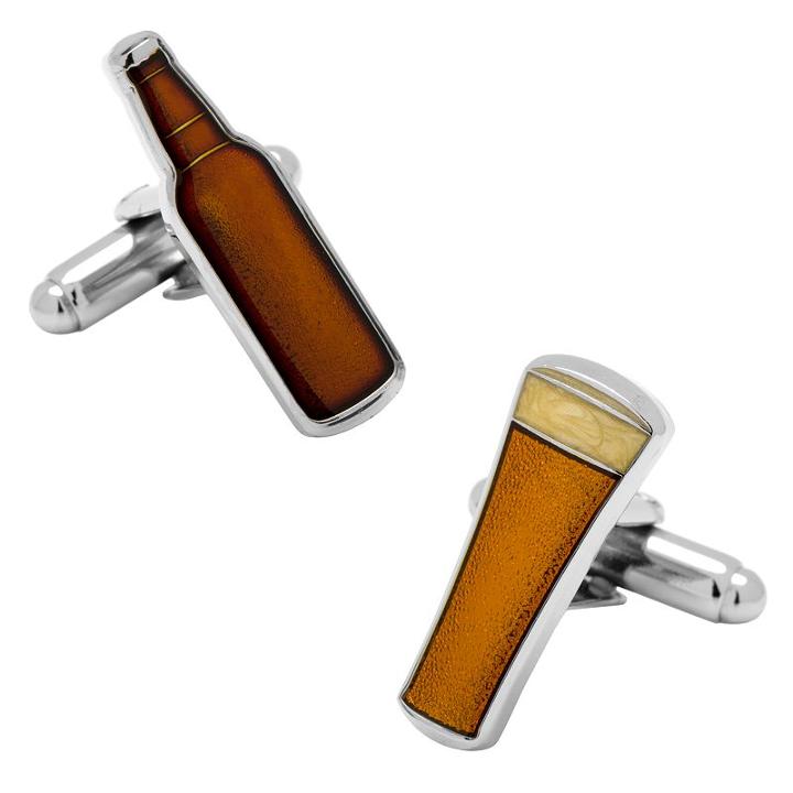 Beer Bottle & Glass Cuff Links, Men's, Multicolor