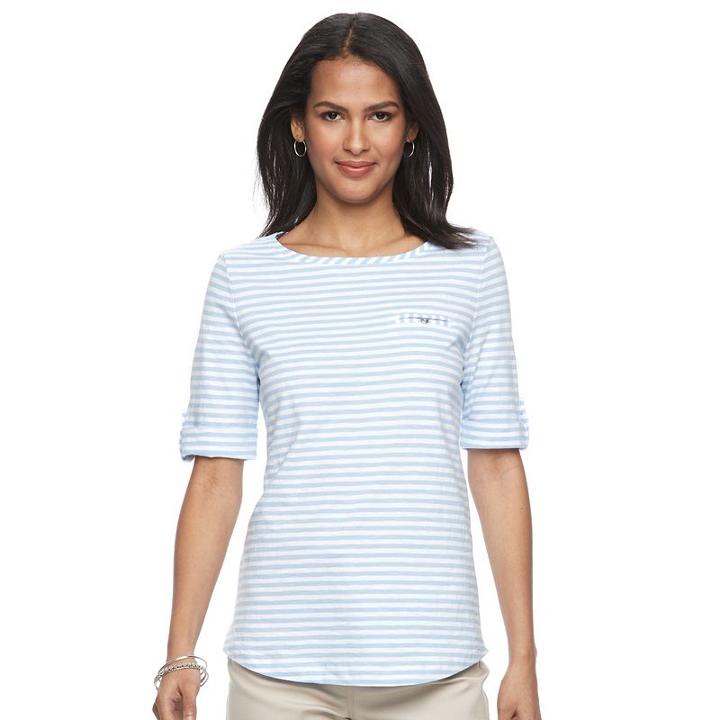 Women's Croft & Barrow&reg; Printed Slubbed Tee, Size: Xl, Blue (navy)
