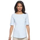 Women's Croft & Barrow&reg; Printed Slubbed Tee, Size: Xl, Blue (navy)