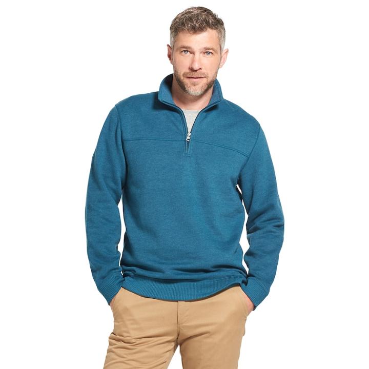 Men's Arrow Saranac Classic-fit Fleece Quarter-zip Pullover Sweater, Size: Medium, Blue