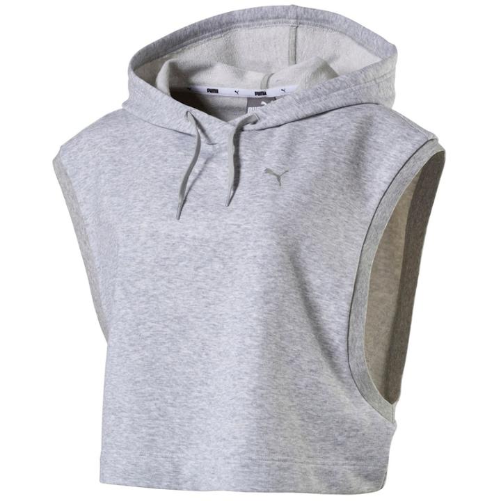 Women's Puma Summer Cropped Sleeveless Hoodie, Size: Medium, Grey