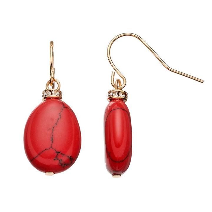 Chaps Stone Nickel Free Drop Earrings, Women's, Brt Pink