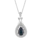 10k White Gold Sapphire & 1/6 Carat T.w. Diamond Teardrop Halo Pendant, Women's, Size: 18, Blue