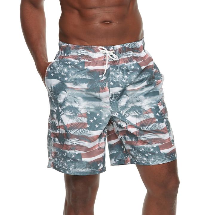 Men's Croft & Barrow&reg; American Palms Swim Trunks, Size: Medium, Blue