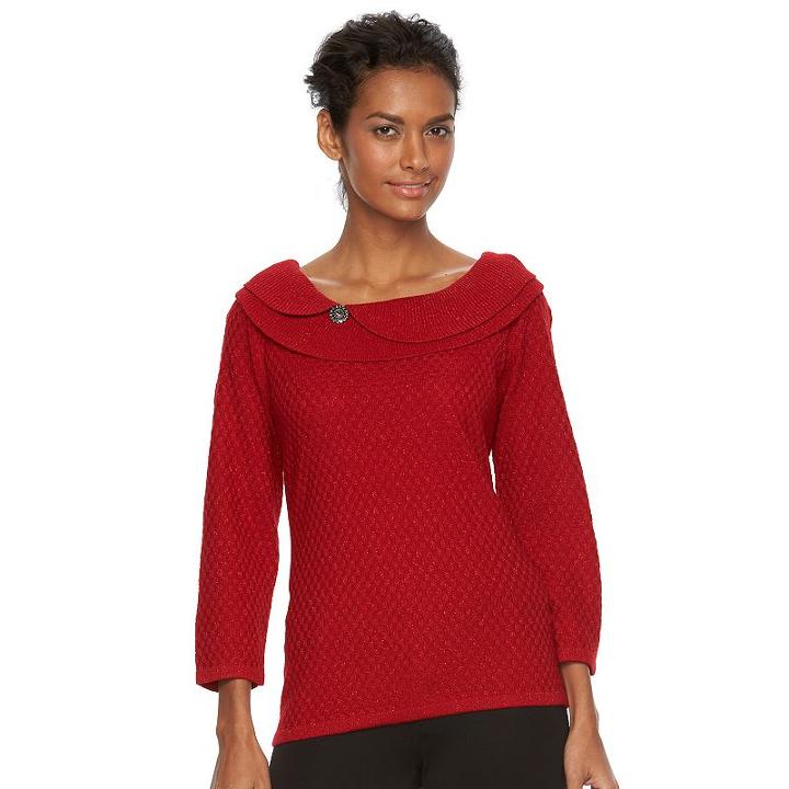 Petite Napa Valley Textured Marilyn Sweater, Women's, Size: S Petite, Med Red