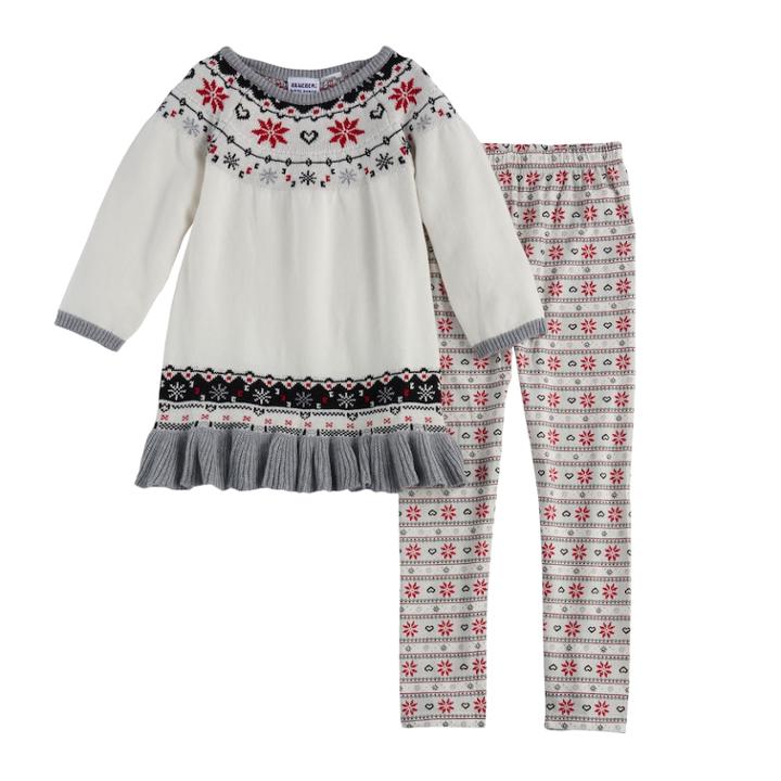 Girls 4-6x Blueberi Boulevard Snowflake Sweater Set, Size: 6, White