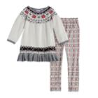 Girls 4-6x Blueberi Boulevard Snowflake Sweater Set, Size: 6, White