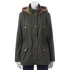 Juniors' Pink Envelope Faux-fur Hooded Anorak Jacket, Girl's, Size: Large, Green Oth