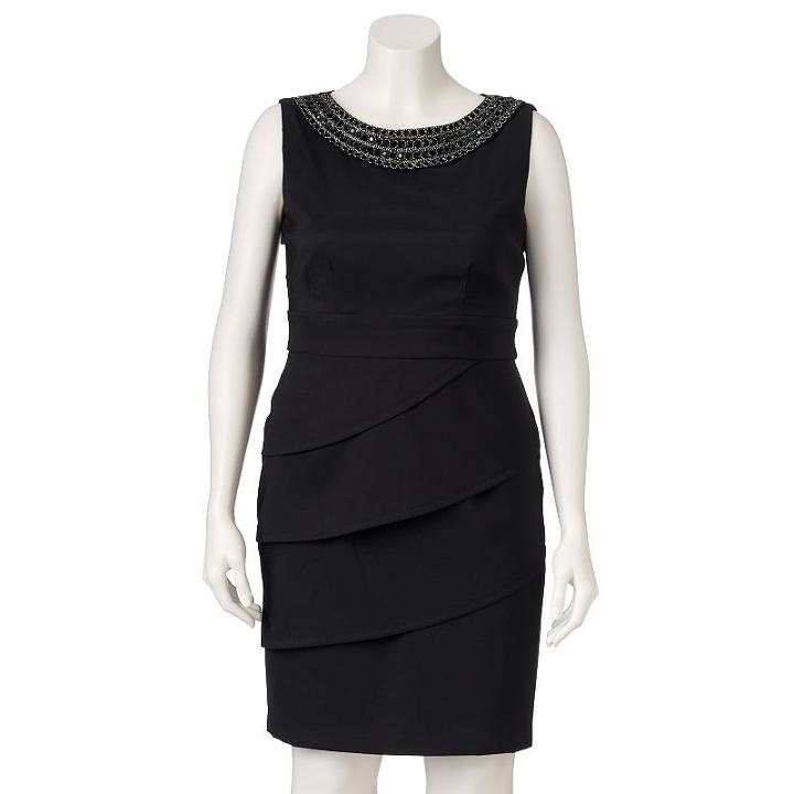 Plus Size Connected Apparel Embellished Sheath Dress, Women's, Size: 22 W, Black