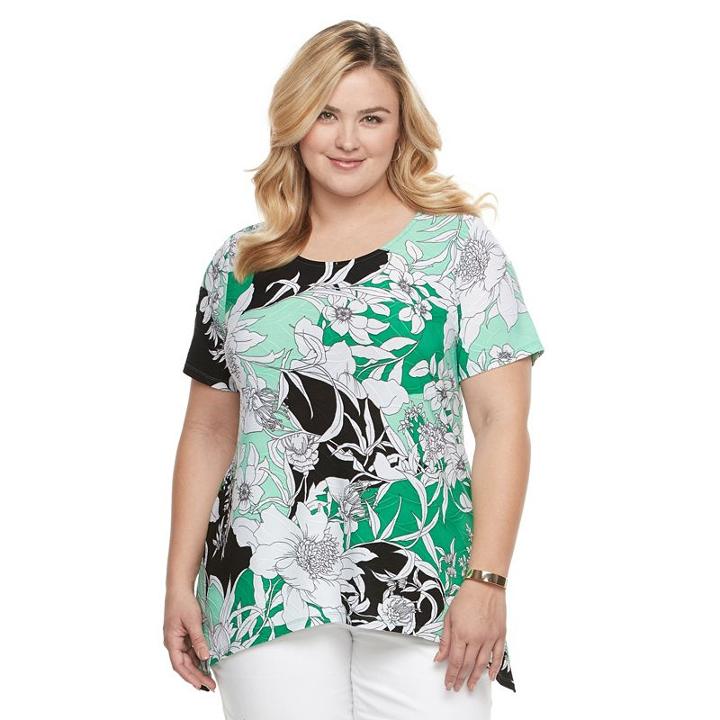 Plus Size Croft & Barrow&reg; Shark-bite Jacquard Tee, Women's, Size: 1xl, Green