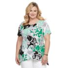 Plus Size Croft & Barrow&reg; Shark-bite Jacquard Tee, Women's, Size: 1xl, Green