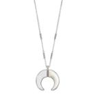 Long Simulated Mother-of-pearl Crescent Pendant Necklace, Women's, Silver