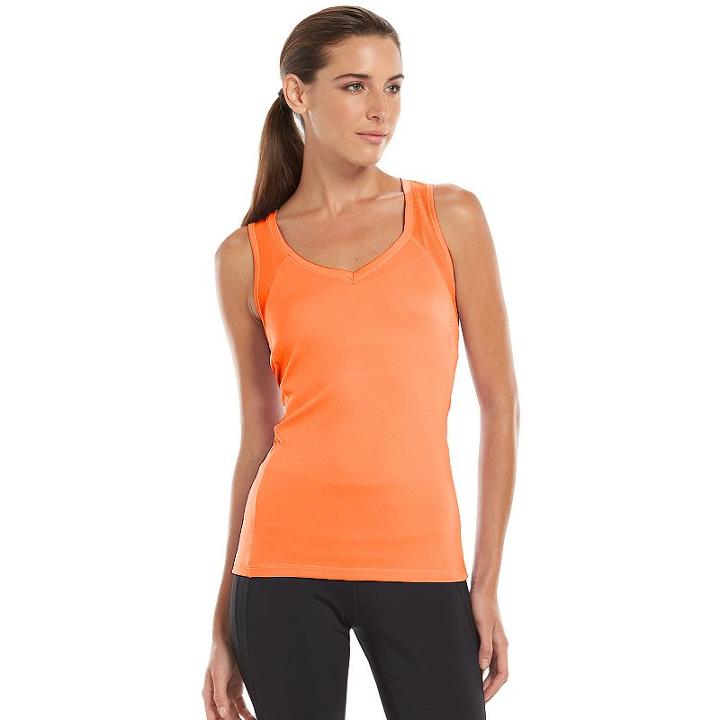 Women's Tek Gear&reg; Base Layer V-neck Workout Tank, Size: Medium, Brt Orange