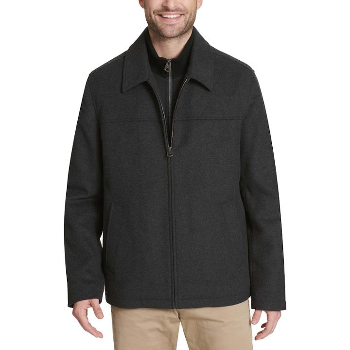 Men's Dockers Logan Wool-blend Open-bottom Bib Jacket, Size: Medium, Dark Grey