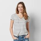 Women's Sonoma Goods For Life&trade; Striped Lace-up Tee, Size: Xl, White