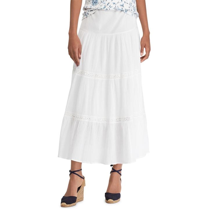 Women's Chaps Tiered A-line Maxi Skirt, Size: Xl, White
