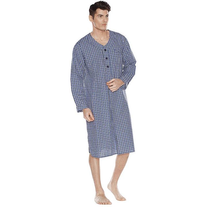 Big & Tall Residence Plaid Poplin Woven Nightshirt, Men's, Size: 5xlt, Grey (charcoal)