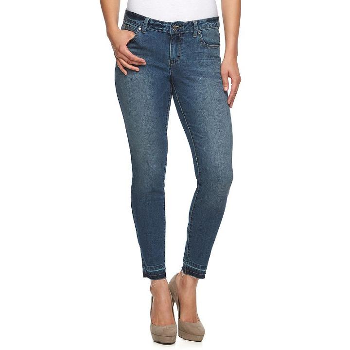 Petite Jennifer Lopez Release-hem Ankle Jeans, Women's, Size: 2 Petite, Dark Blue